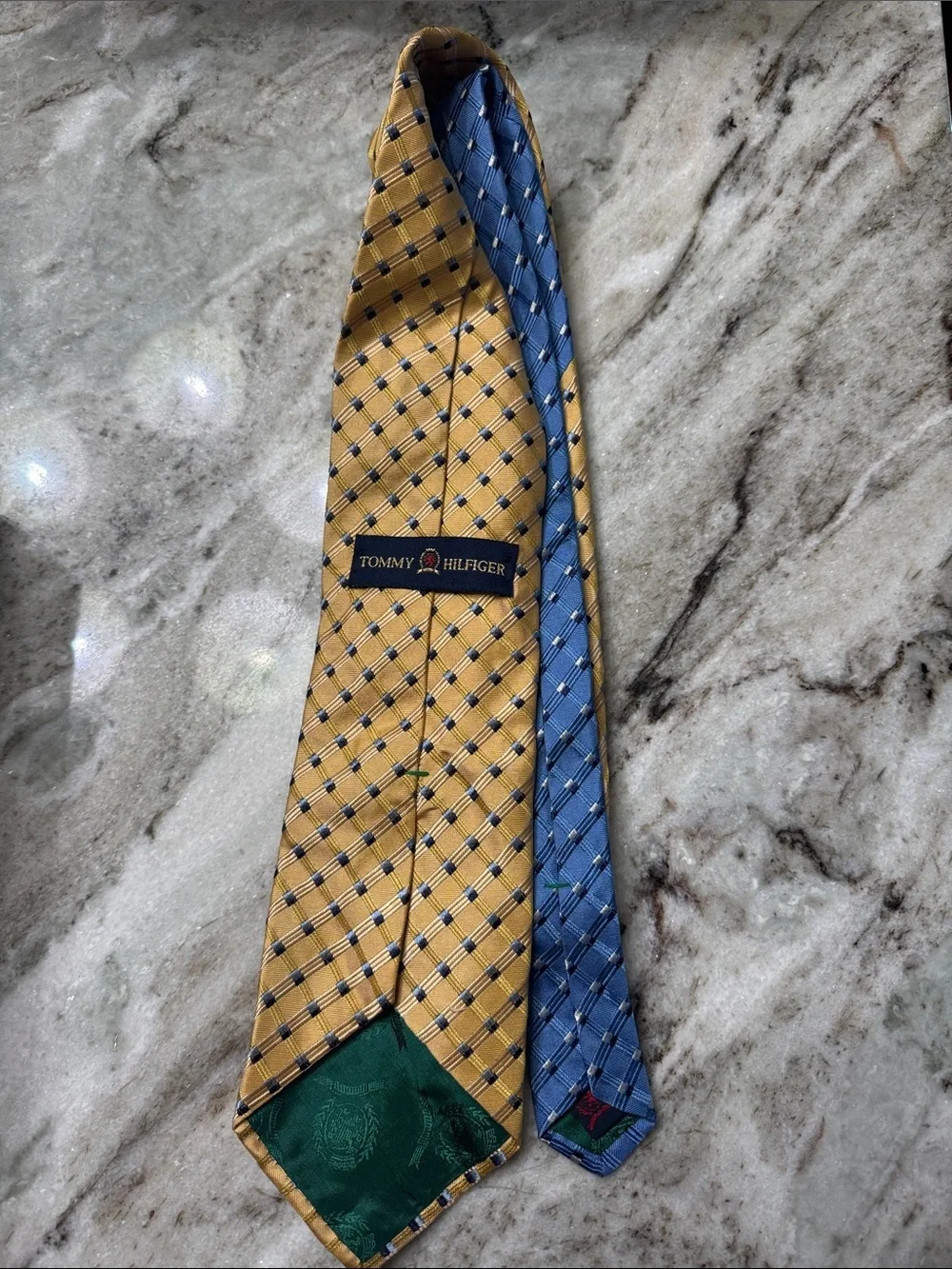 Tommy Hilfiger Yellow Gold Plaid Silk Tie